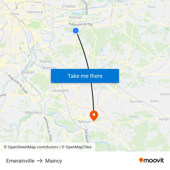 Emerainville to Maincy map