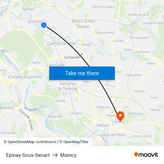Epinay-Sous-Senart to Maincy map