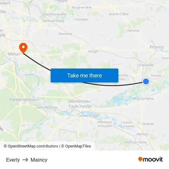 Everly to Maincy map