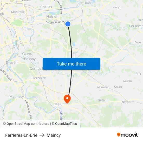 Ferrieres-En-Brie to Maincy map