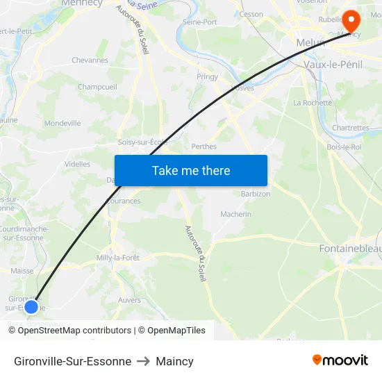 Gironville-Sur-Essonne to Maincy map
