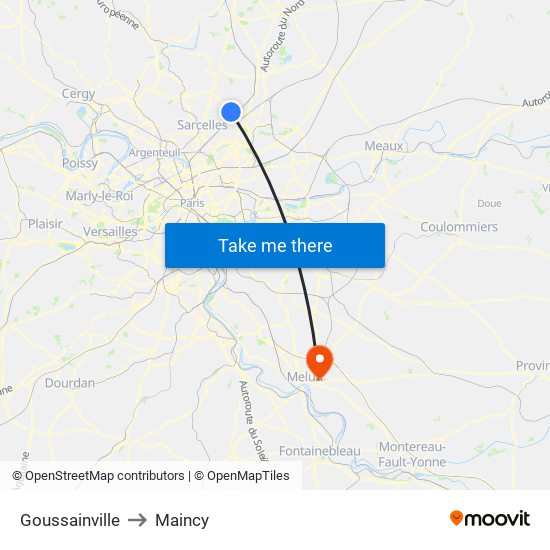 Goussainville to Maincy map