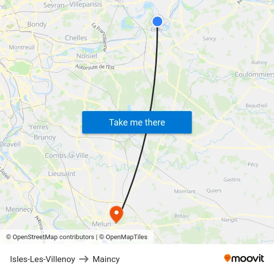 Isles-Les-Villenoy to Maincy map