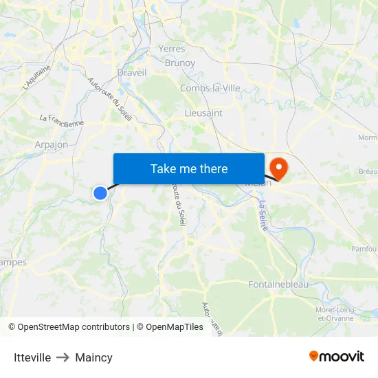 Itteville to Maincy map