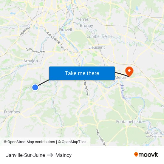Janville-Sur-Juine to Maincy map