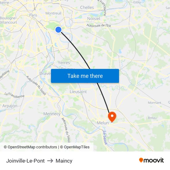 Joinville-Le-Pont to Maincy map