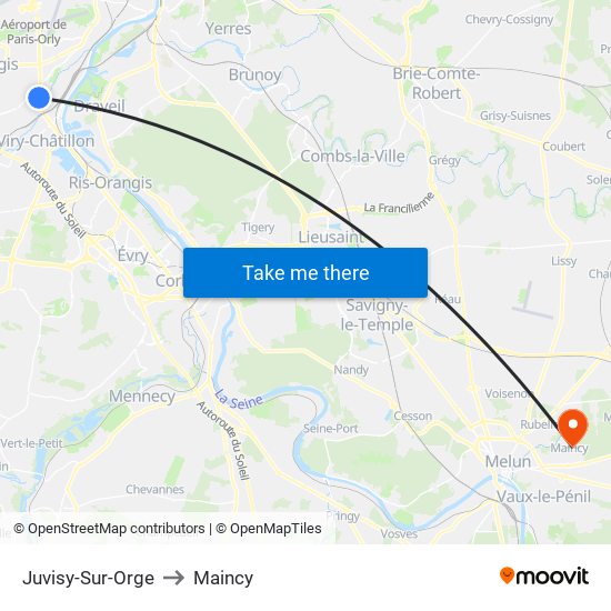 Juvisy-Sur-Orge to Maincy map