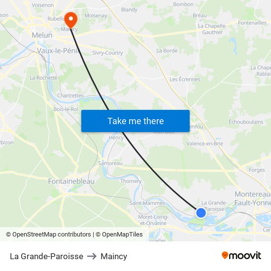 La Grande-Paroisse to Maincy map