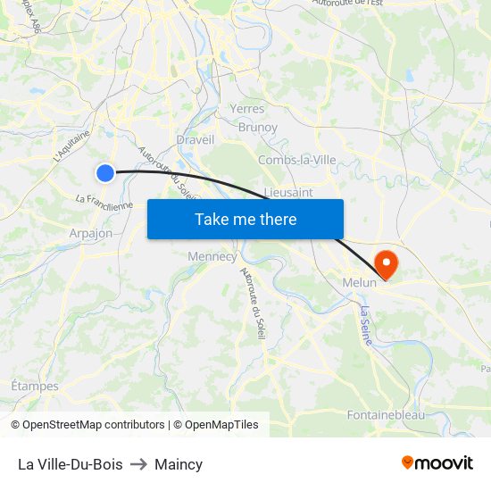 La Ville-Du-Bois to Maincy map