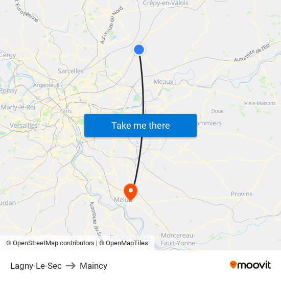 Lagny-Le-Sec to Maincy map