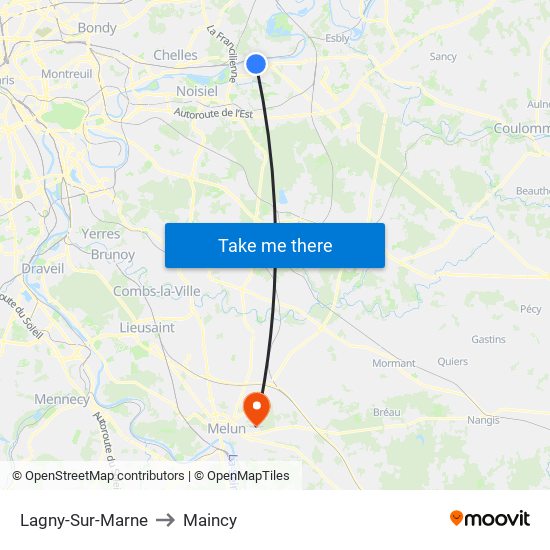 Lagny-Sur-Marne to Maincy map