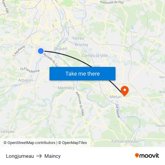 Longjumeau to Maincy map