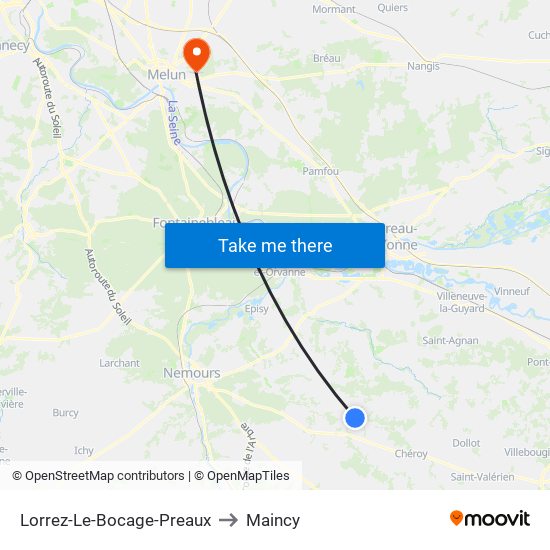 Lorrez-Le-Bocage-Preaux to Maincy map