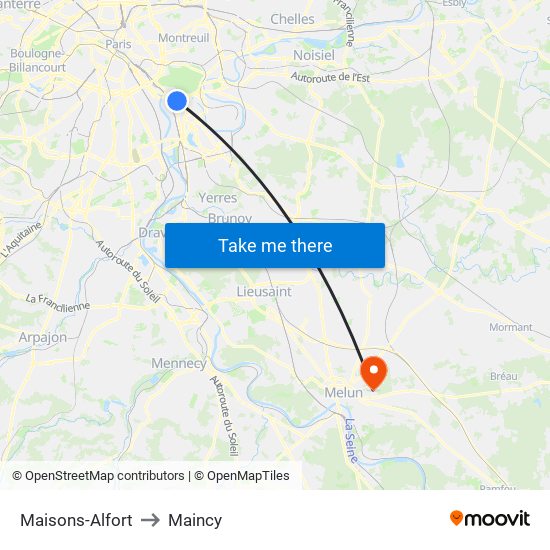 Maisons-Alfort to Maincy map