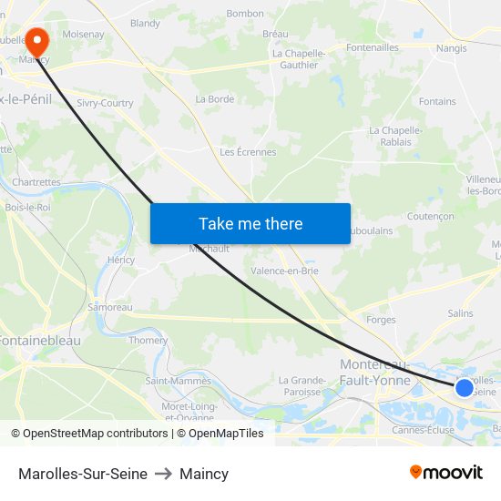 Marolles-Sur-Seine to Maincy map