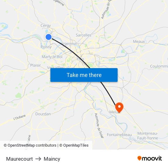Maurecourt to Maincy map
