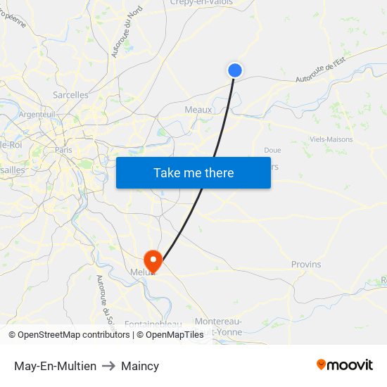 May-En-Multien to Maincy map