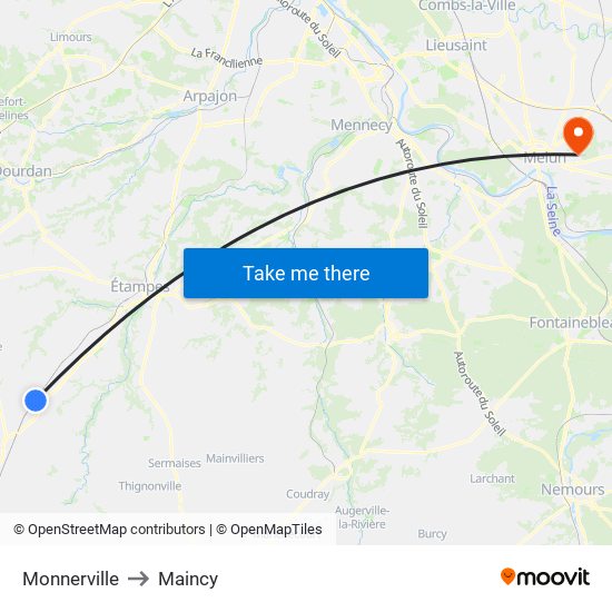 Monnerville to Maincy map