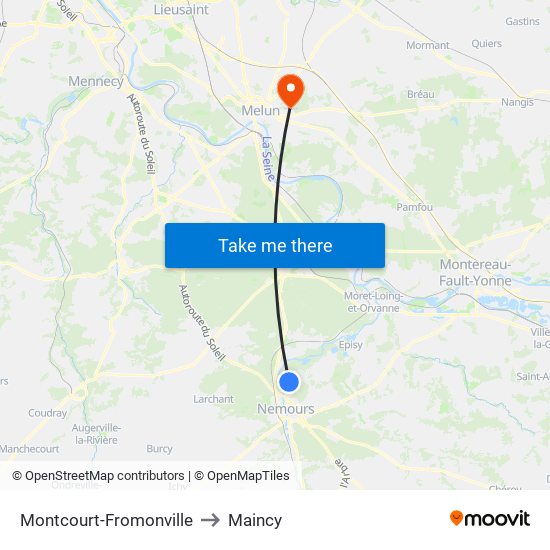 Montcourt-Fromonville to Maincy map