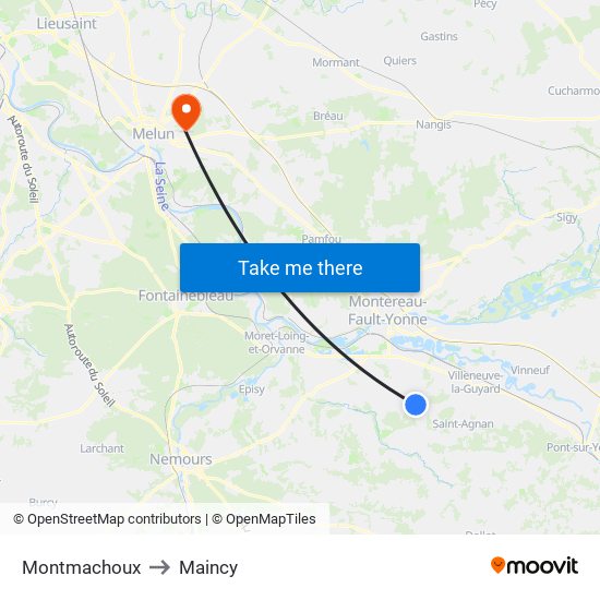 Montmachoux to Maincy map