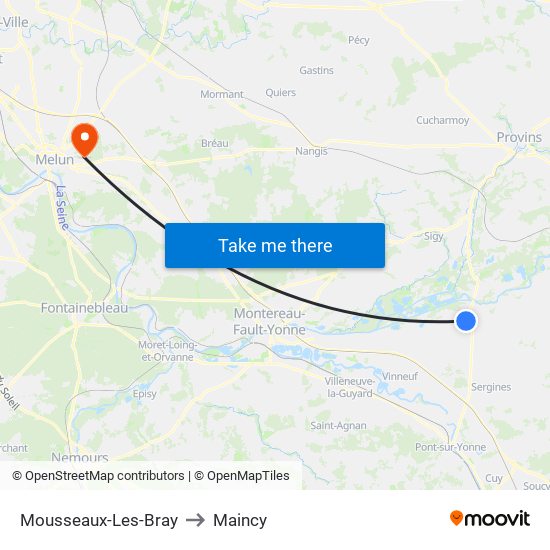 Mousseaux-Les-Bray to Maincy map