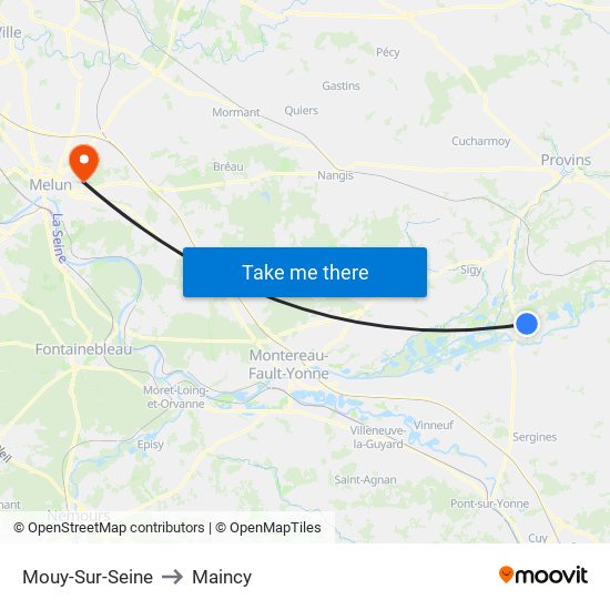 Mouy-Sur-Seine to Maincy map