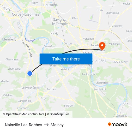 Nainville-Les-Roches to Maincy map