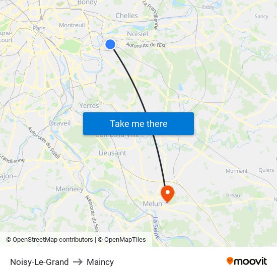 Noisy-Le-Grand to Maincy map