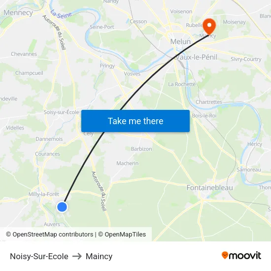 Noisy-Sur-Ecole to Maincy map