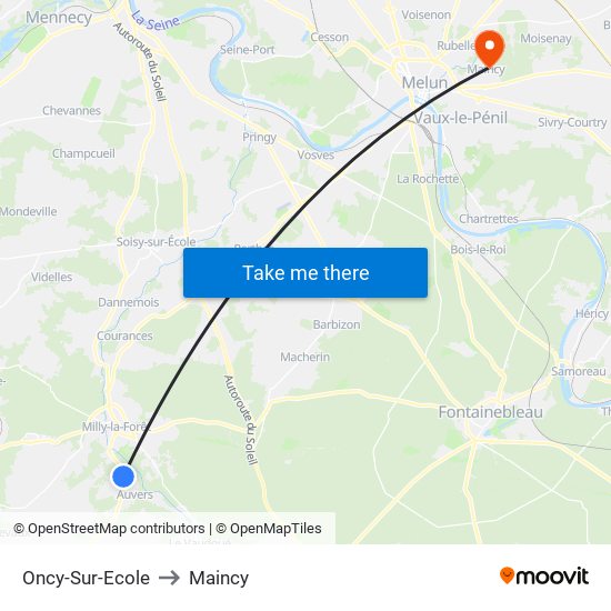 Oncy-Sur-Ecole to Maincy map