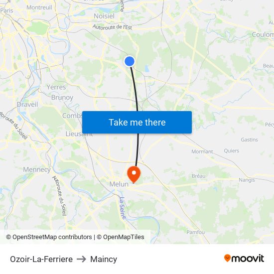 Ozoir-La-Ferriere to Maincy map