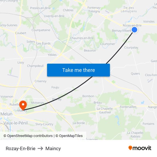 Rozay-En-Brie to Maincy map