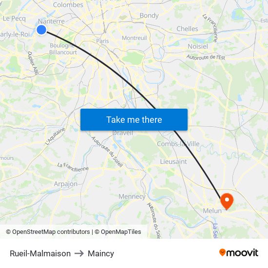 Rueil-Malmaison to Maincy map