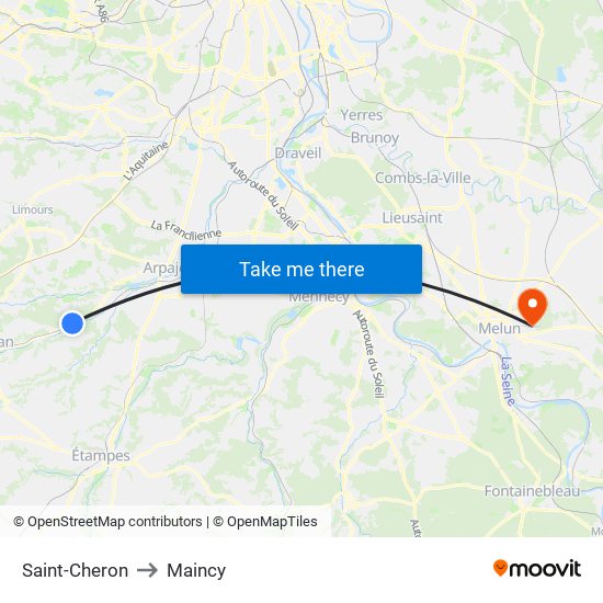 Saint-Cheron to Maincy map
