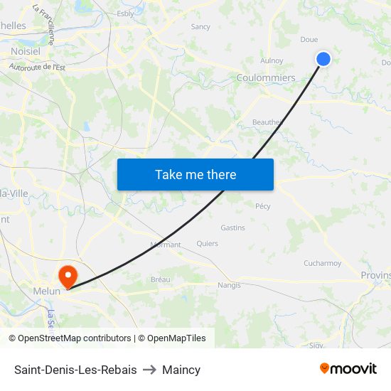 Saint-Denis-Les-Rebais to Maincy map