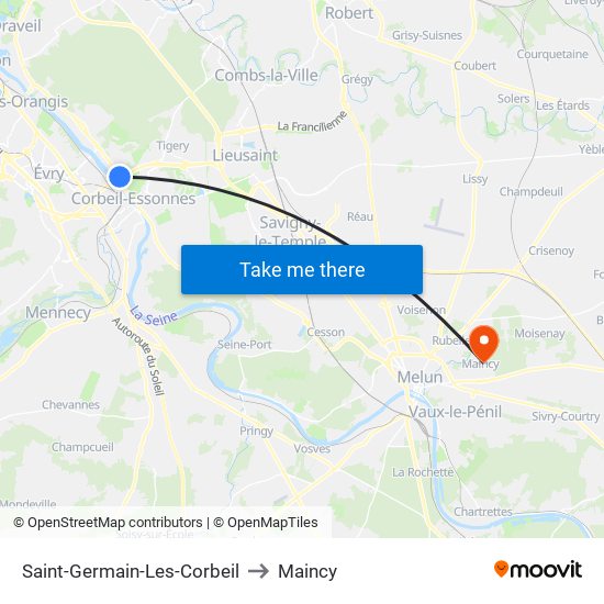 Saint-Germain-Les-Corbeil to Maincy map