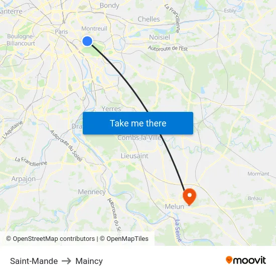 Saint-Mande to Maincy map
