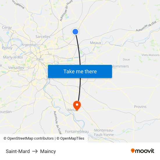 Saint-Mard to Maincy map