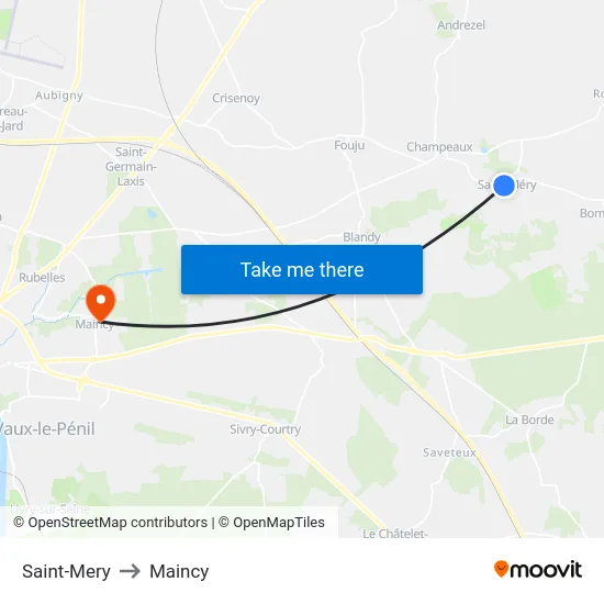 Saint-Mery to Maincy map