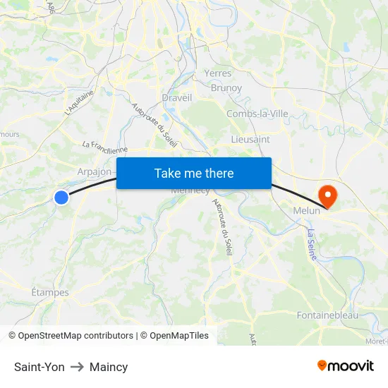 Saint-Yon to Maincy map