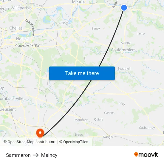 Sammeron to Maincy map