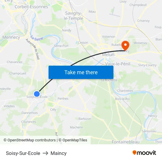 Soisy-Sur-Ecole to Maincy map