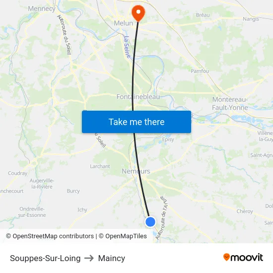Souppes-Sur-Loing to Maincy map