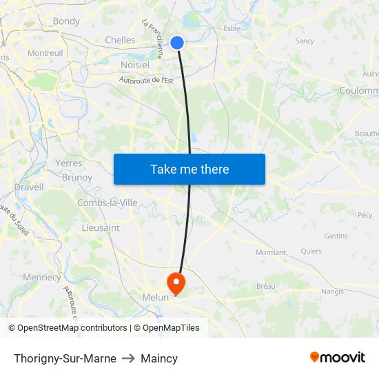 Thorigny-Sur-Marne to Maincy map