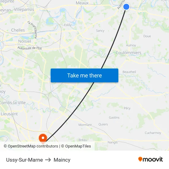 Ussy-Sur-Marne to Maincy map