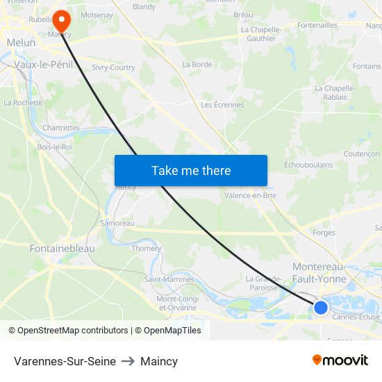 Varennes-Sur-Seine to Maincy map