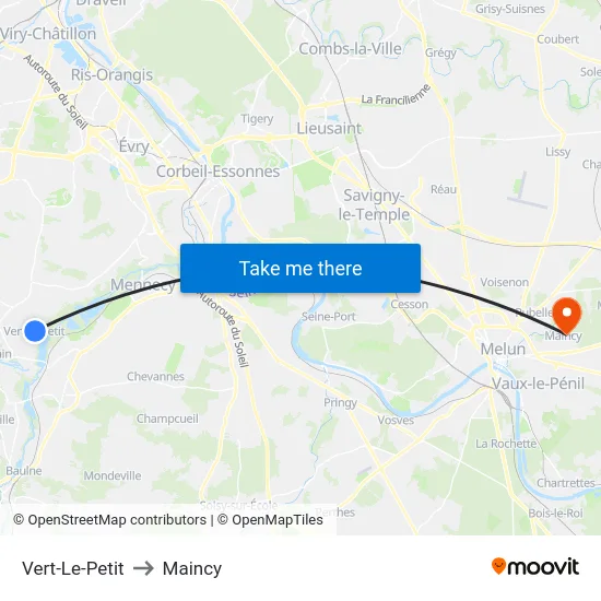 Vert-Le-Petit to Maincy map
