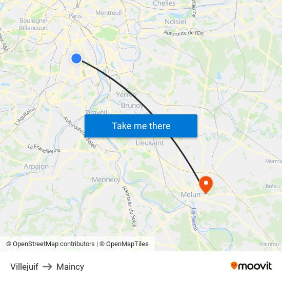Villejuif to Maincy map