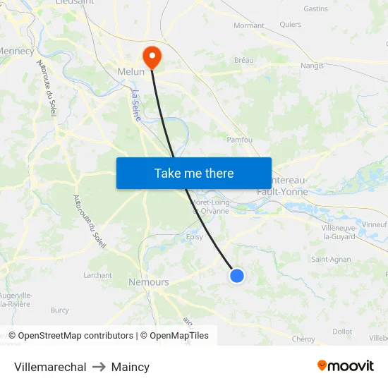 Villemarechal to Maincy map