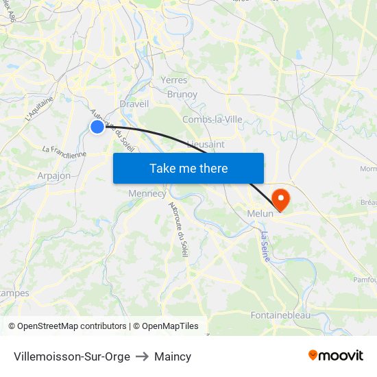 Villemoisson-Sur-Orge to Maincy map